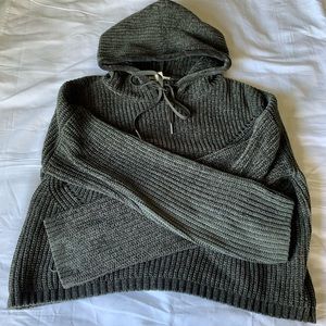 garage oh-so-soft green knit hoodie